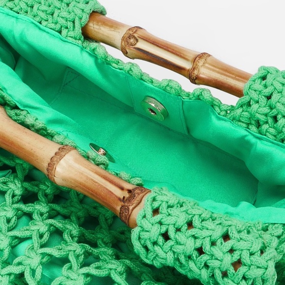 Boho Bamboo Top Handle Crochet Bag - Picture 5 of 13